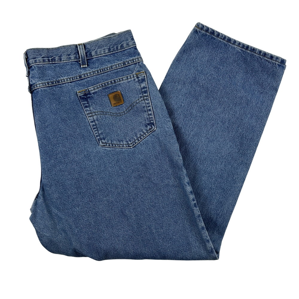 Carhartt Jeans Mens 42x33 B167 STW Relaxed Fit Blue Denim Zip Fly Workwear